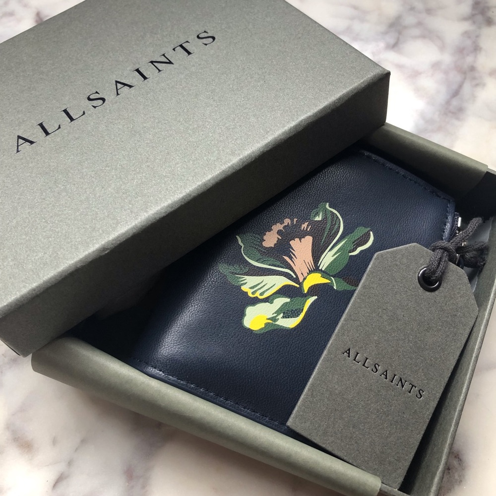 All Saints | Flora Navy Leather Wallet - Picture 4 of 8